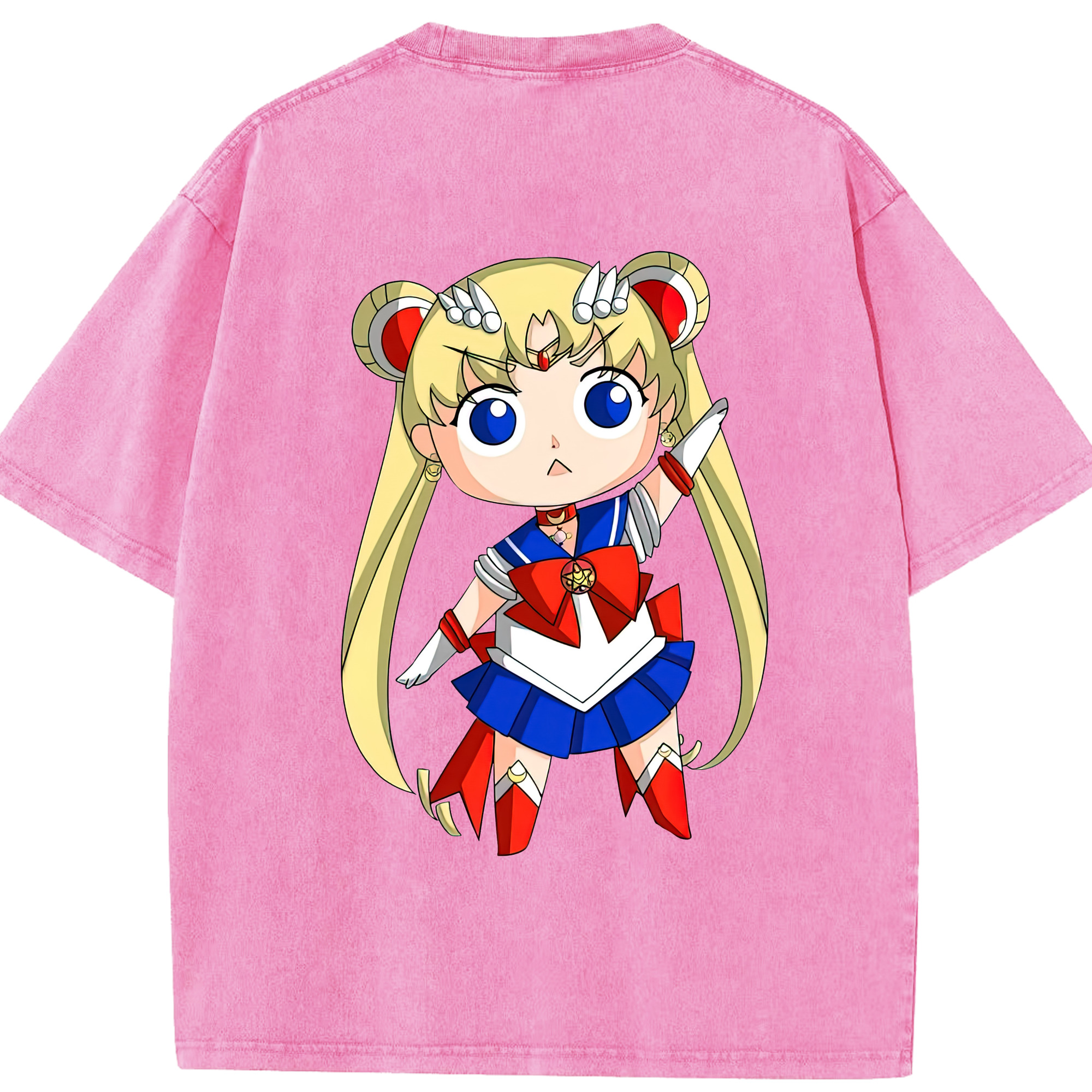 （画像用） 美少女戦士セーラームーン 月野 うさぎ つきの うさぎ Sailor Moon Tsukino Usagi 綿100% ヴィンテージ風 半袖Tシャツ（背面プリント）